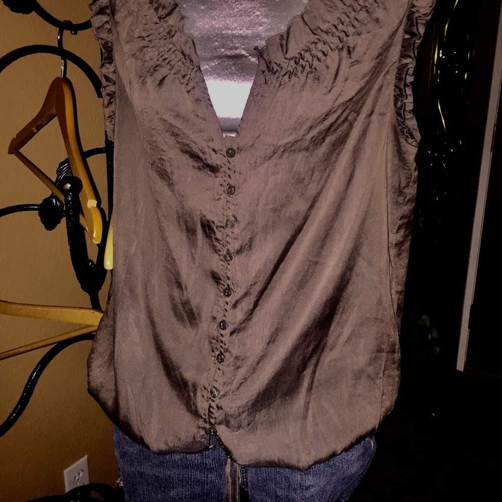 LOFT Sleeveless Blouse Taupe Brown M